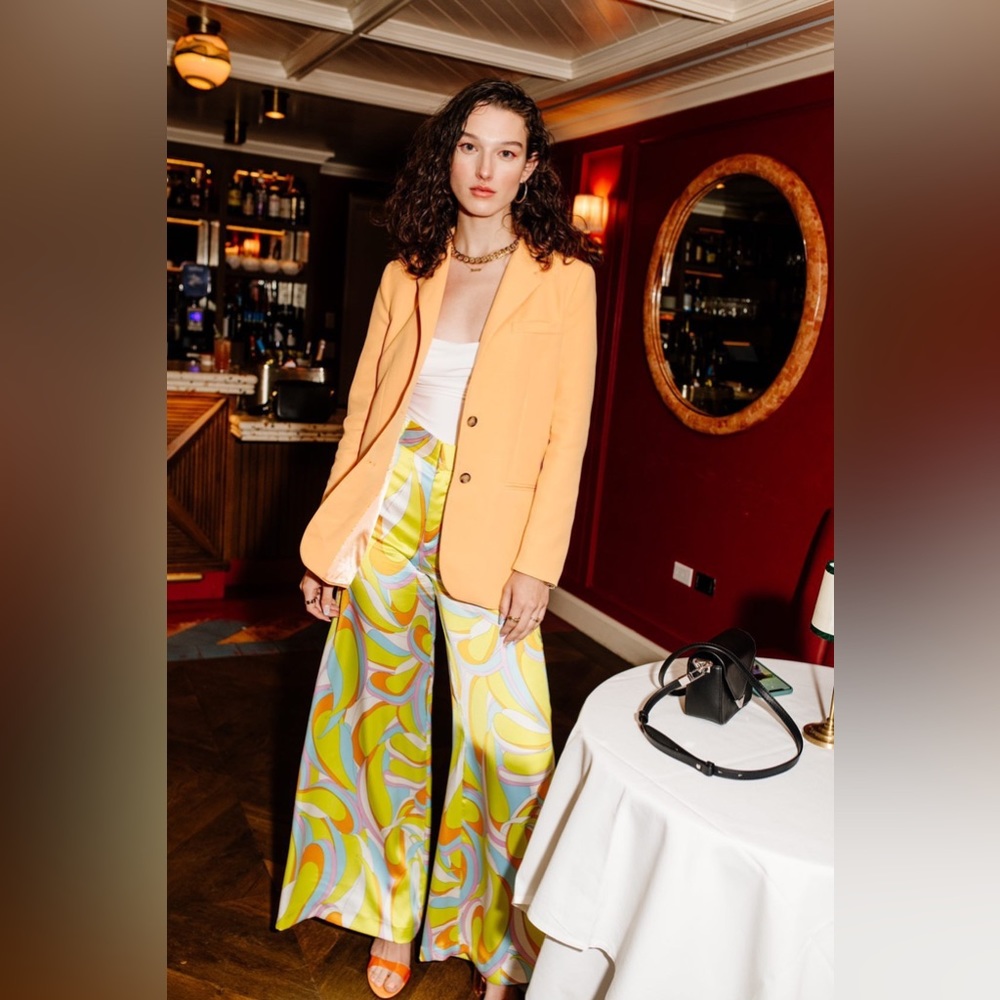 Silky/Satin Wide leg Colorful Abstract Zara Pants